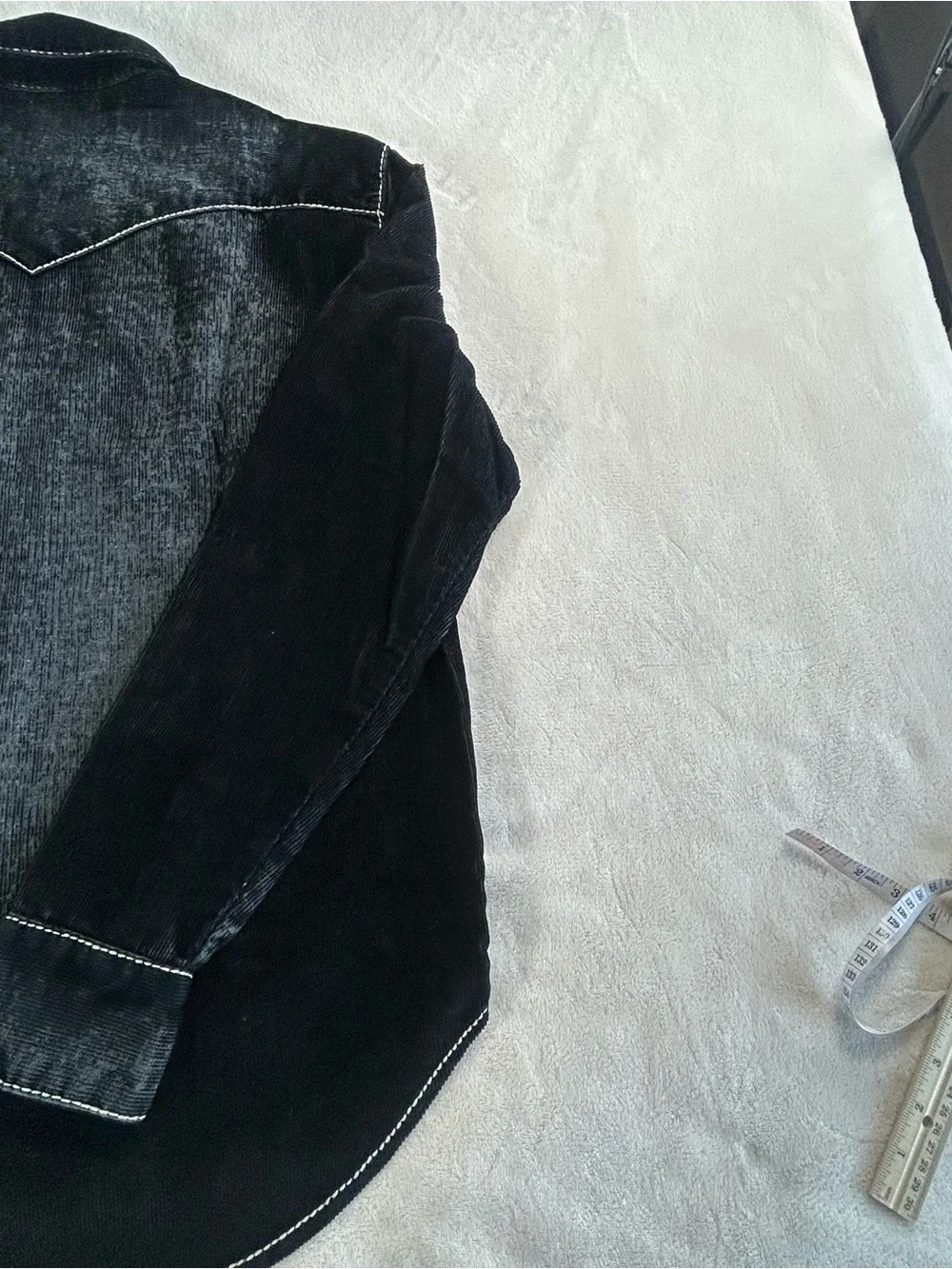 True Religion Black Corduroy Western Shirt Long Sleeve pearl Snap Button Size M